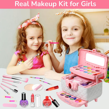 Kids Makeup Kit Girl Toys, Washable Real Kids Makeup Sets for Girl, Girls Makeup Set Kids Toys for Little Girls Toddler, Birthday Ideas Toys Age 3 4 5 6 7 8 9 10