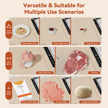 Electric Food Warming Mat with Adjustable Heat