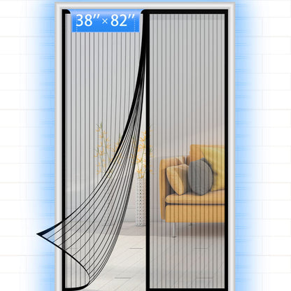 YGS-Tech Screen Door Mesh, 38 x 82 Inch Magnetic Screen Door Deluxe Double, 34 Magnets Hands Free Curtain, Keep Bugs Out Let Cool Air in Screen Door for Sliding Door Front Door, Pet and Kid Friendly