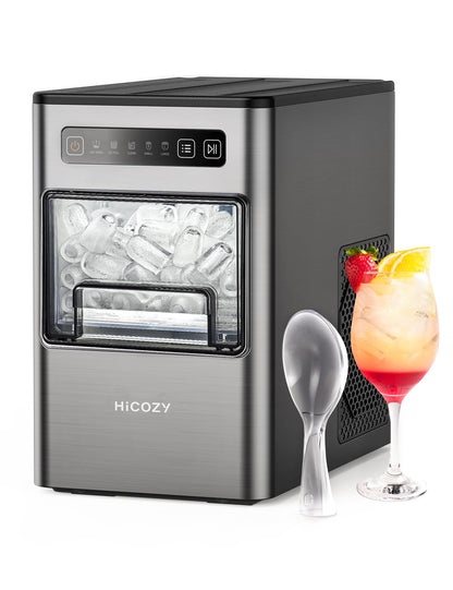 HiCOZY Ice Maker Countertop,Ice in 6 Mins, 24 lbs/Day, Portable & Compact Gift with Self-Cleaning,for Apartment/Under Cabinet/Kitchen/Office/Camping/RV/Home Bar （Light Black）