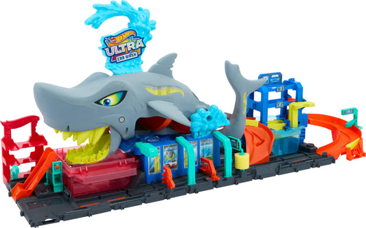 Hot Wheels Ultra Shark Car Wash Track Set