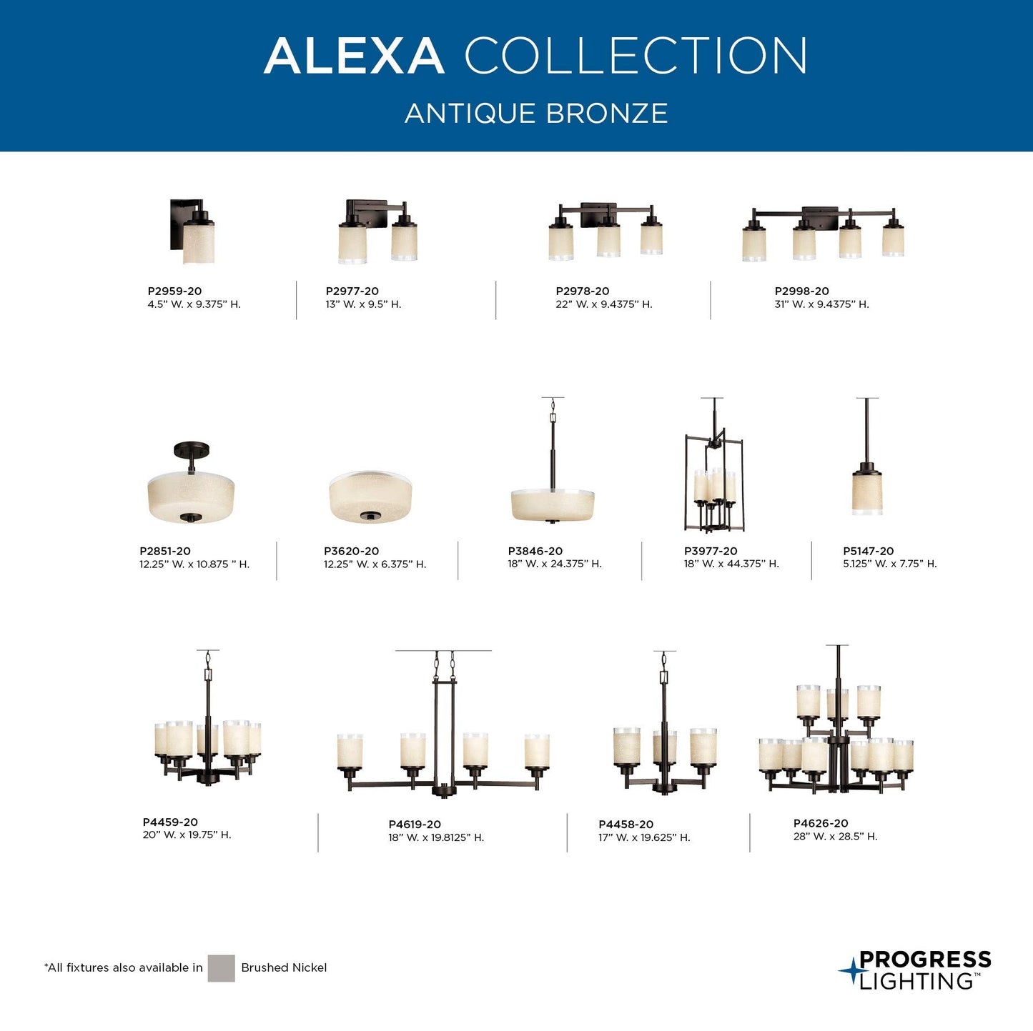 Progress Lighting 5-Light Modern Chandelier Antique Bronze