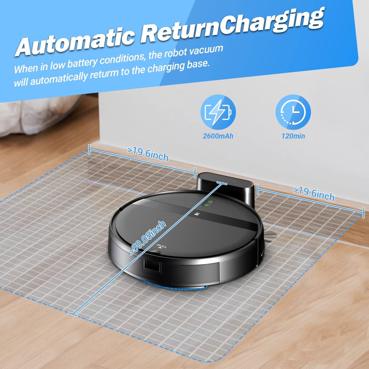 MANVINS Robot Vacuum and Mop Combo, App/Voice Control, Robot Vacuum Cleaner 2 in 1, Automatic Recharge, Slim, Quiet, Tangle-Free, Daily Schedule,Cleans Hard Floor/Pet Hair/Carpet