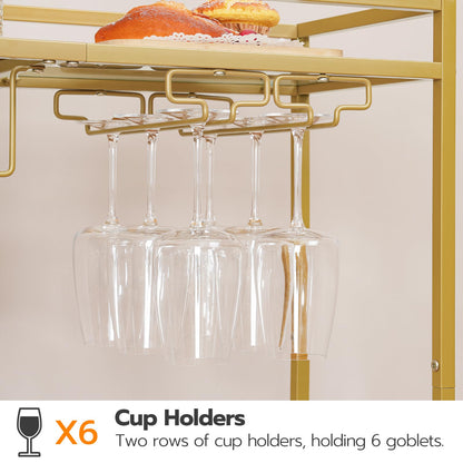HOOBRO 2-Tier Bar Cart with Wine Rack