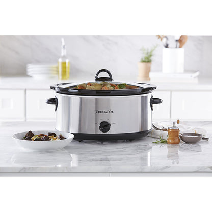 Crock-Pot 7 Quart Oval Manual Slow Cooker, Stainless Steel (SCV700-S-BR), Versatile Cookware for Large Families or Entertaining