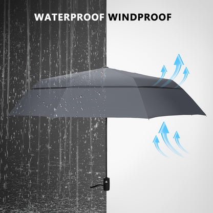 VELLUXE Portable Large Umbrella for Rain, Vented Windproof Double Umbrella, Foldable Golf Umbrella, Compact Travel Umbrella, Automatic Umbrella for adults, Grey Umbrella