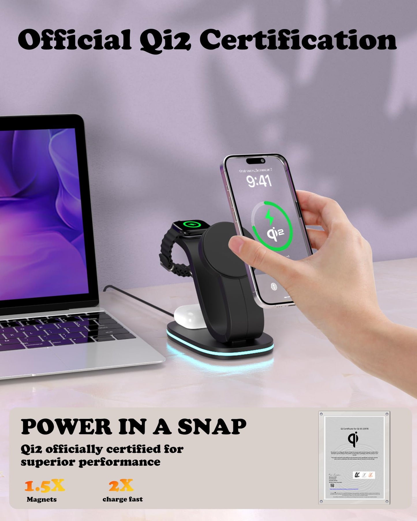 3 in 1 Wireless Charging Station for Apple Devices