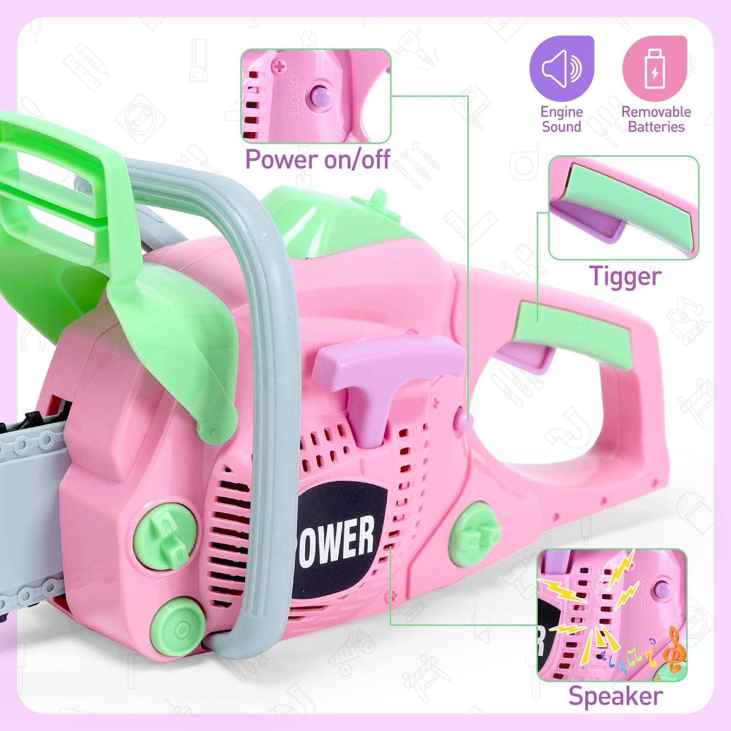 Toddler Tool Set with Chainsaw and Tape Measure