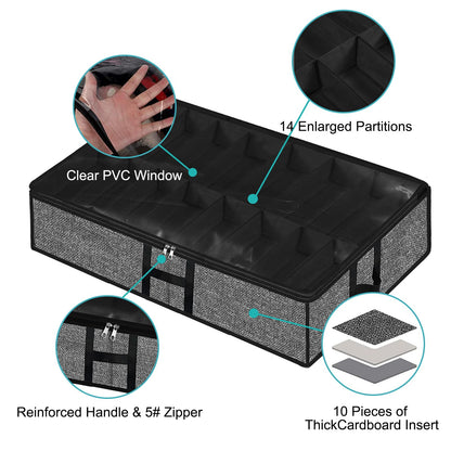 2 Pack Under Bed Shoe Storage Organizer