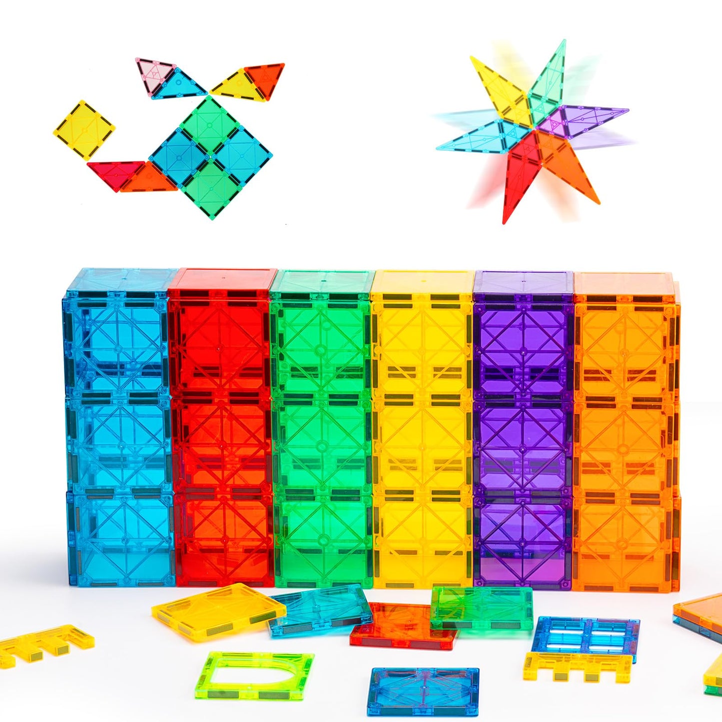 Gemmicc 100 PCS Magnetic Building Tiles Set