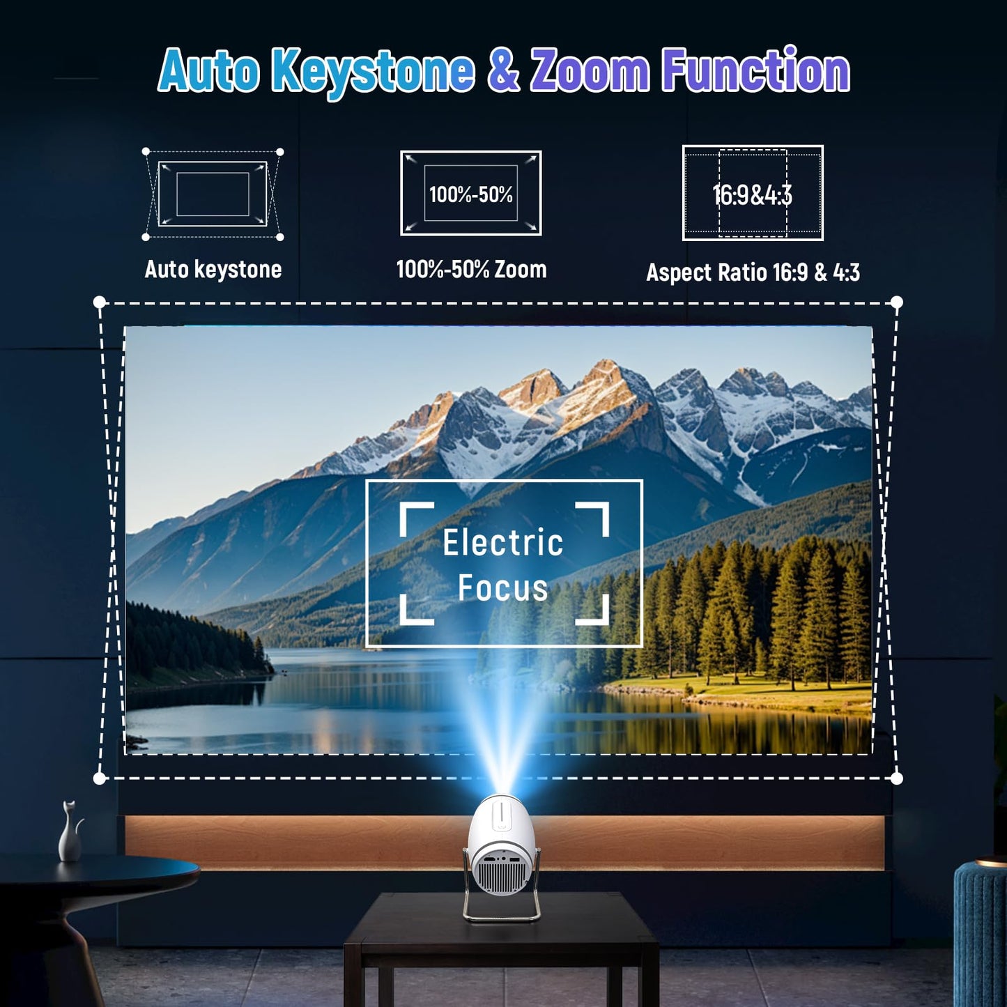 Portable 4K Mini Projector with WiFi and Bluetooth