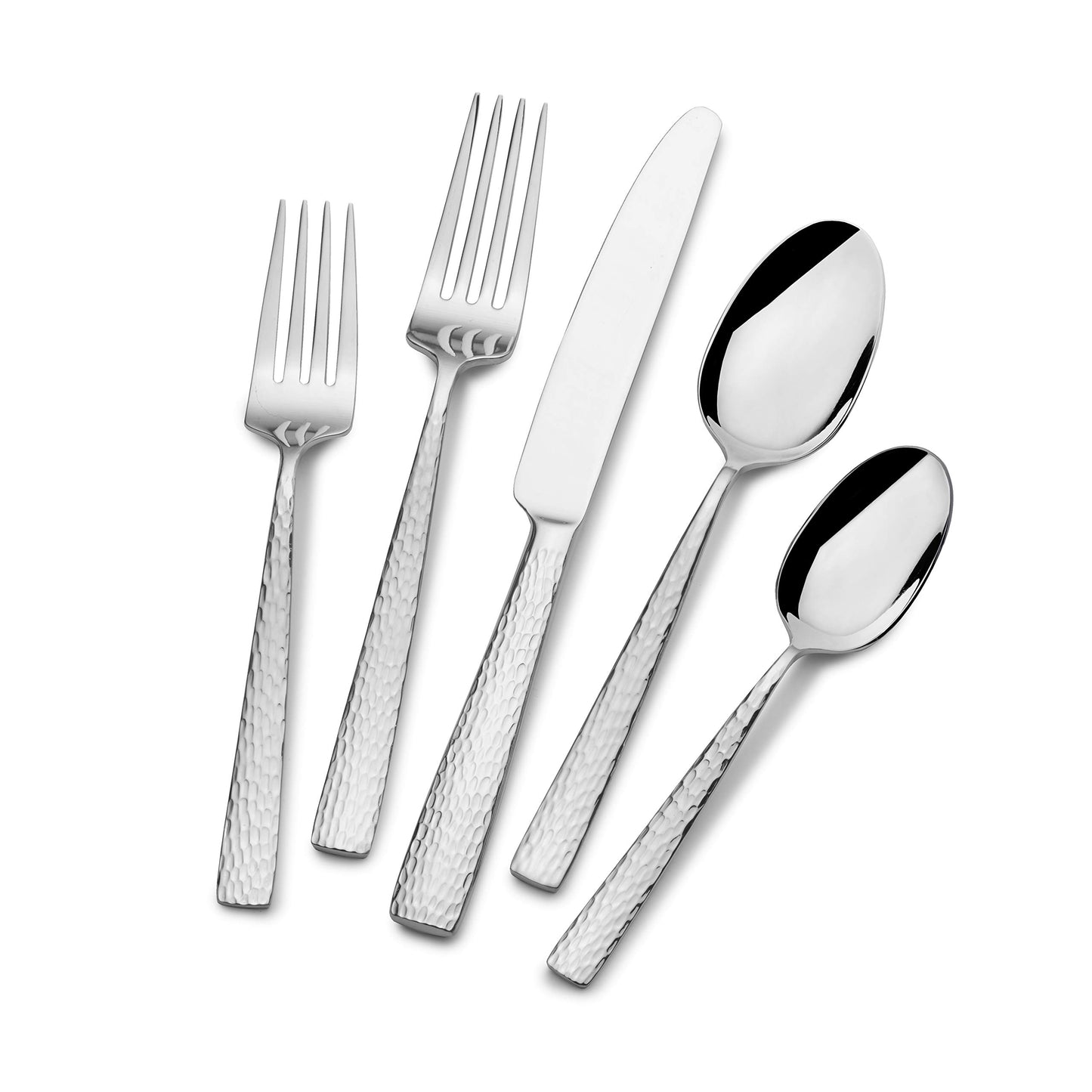 Mikasa Oliver Gleam Silverware, 18/10 Stainless Steel Cutlery 12, Inlcludes 5 Serving Untensils, 65 Piece Set, Silver