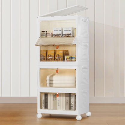 Plastic Storage Bins Organizer, 15.35"×11.00“×32.87”, White Plus Light Brow