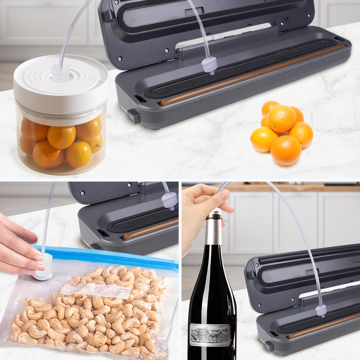 Vacuum Sealer Machine, including bag and built-in cutter, food storage automatic air sealing system air sealing machine, dry and wet sealing modes, suitable for all energy-saving needs