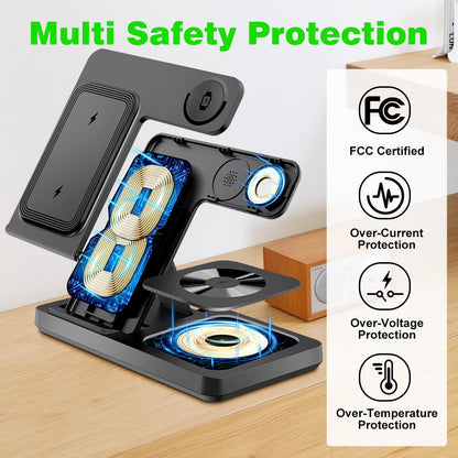 Wireless Charger, 3 in 1 Charging Station for Multiple Devices, Wireless Charging Stand for iPhone 8-15 Series,iWatch9/8/7/6/5/4/3/2/SE, AirPods3/2/Pro (Black)