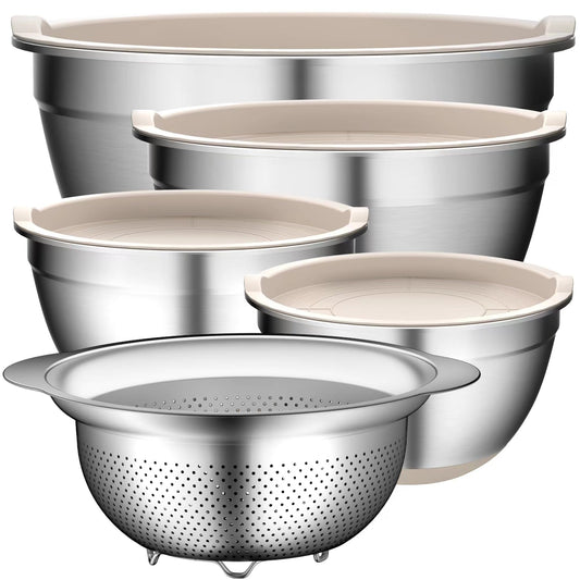 DUTZUN 5-Piece Stainless Steel Mixing Bowl Set