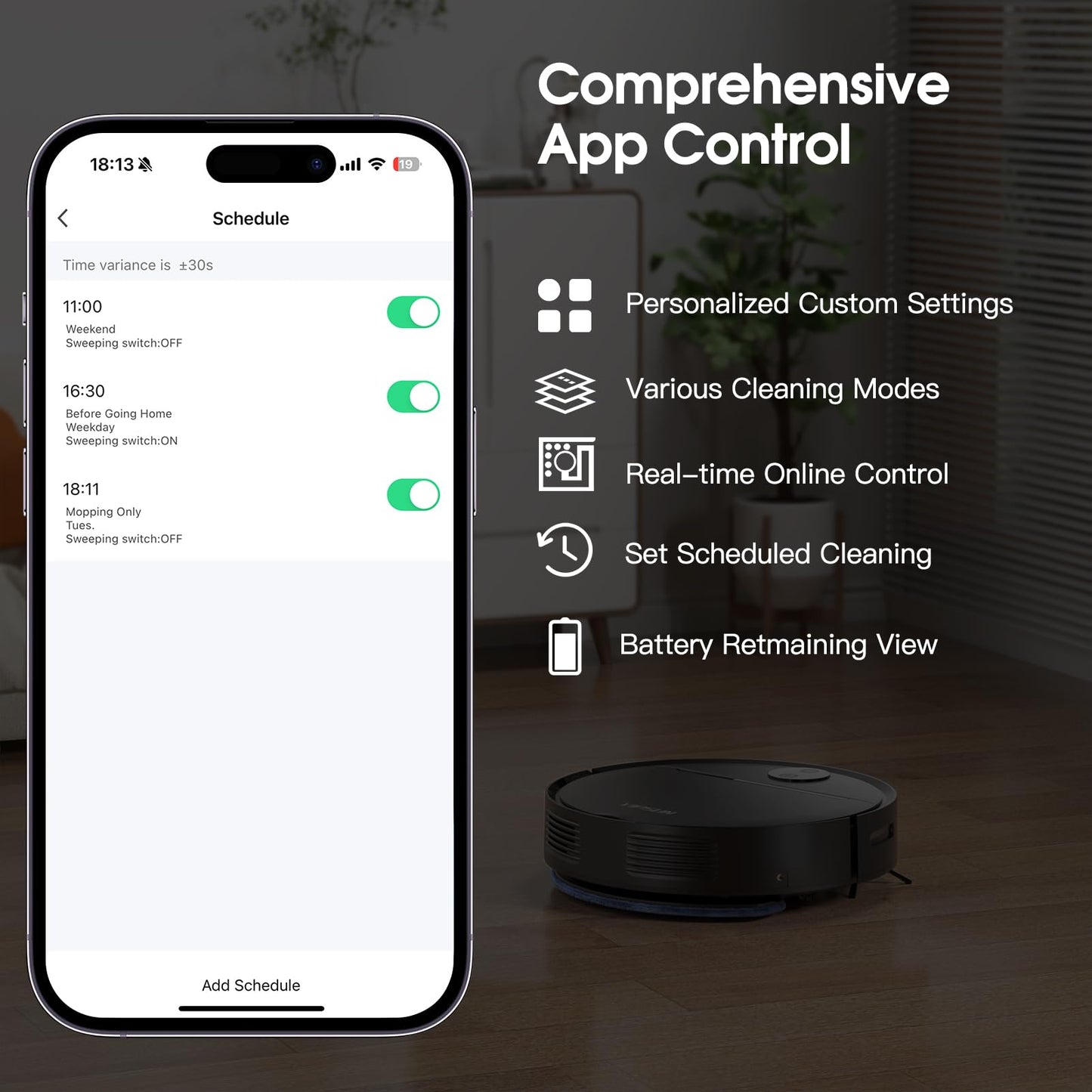 VIPSUN Robot Vacuum and Mop with 4000Pa Suction