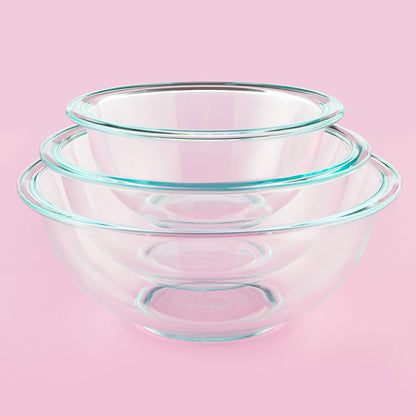 Pyrex Glass, 3-Piece, 3 PC Mixing Bowl Set