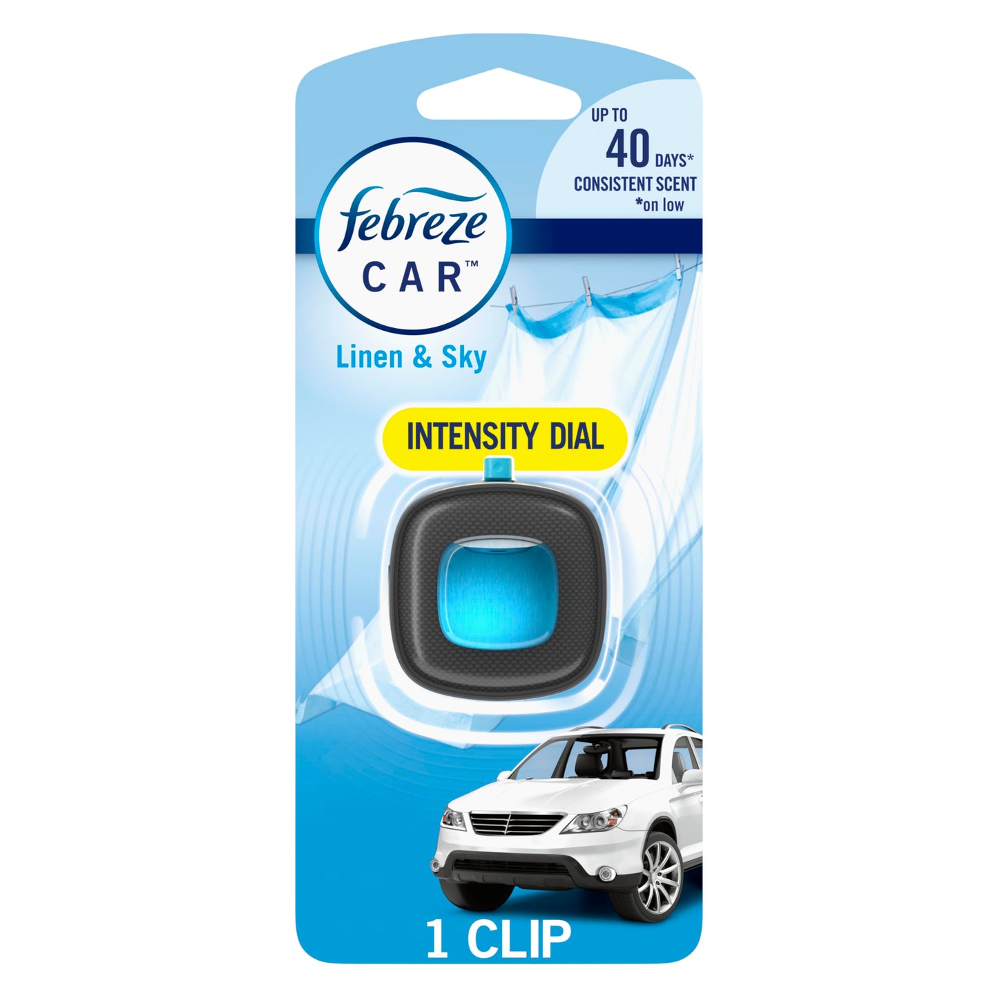 Febreze Car Air Freshener Vent Clip, Linen & Sky, 1 Count