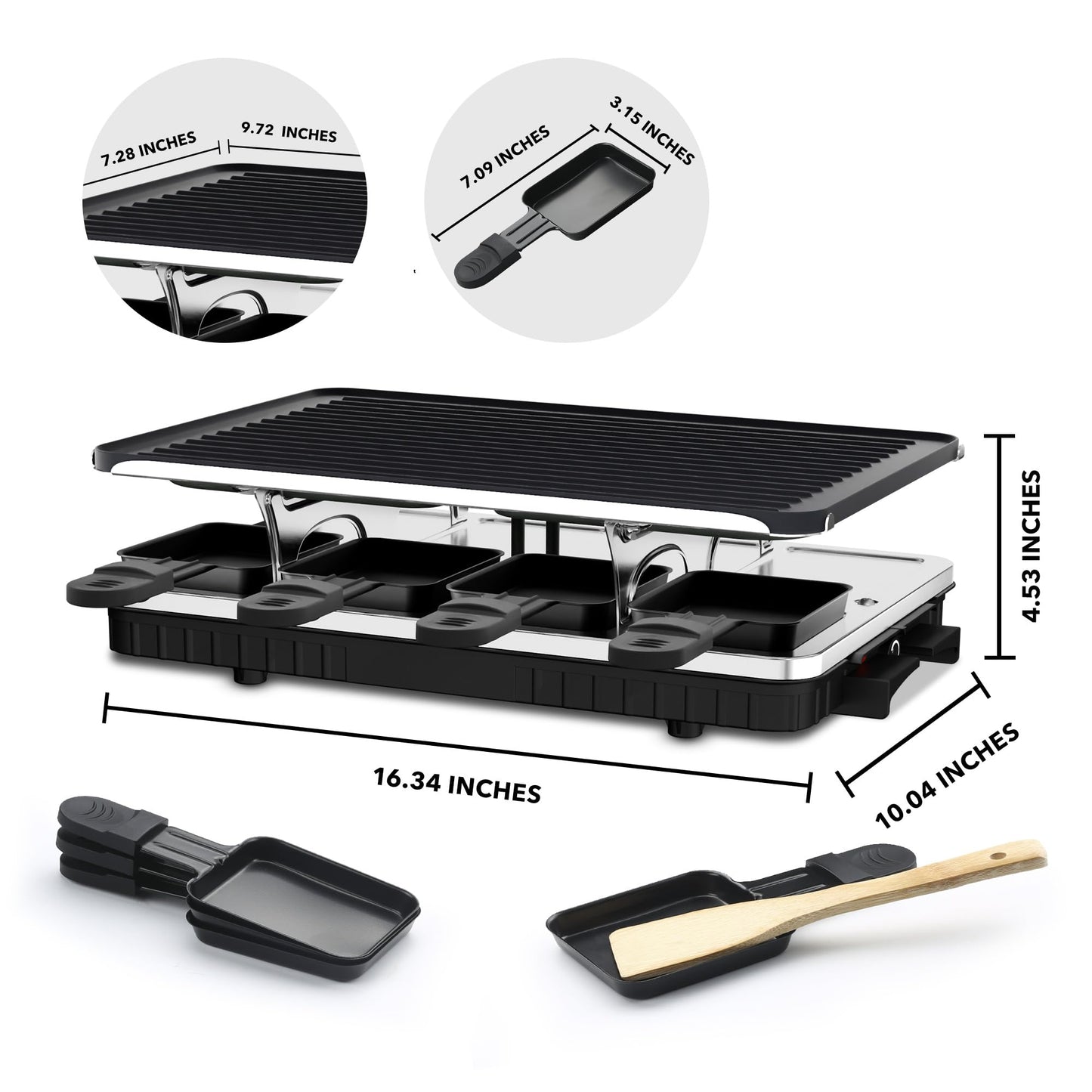 Electric Raclette Grill with 8 Warming Trays