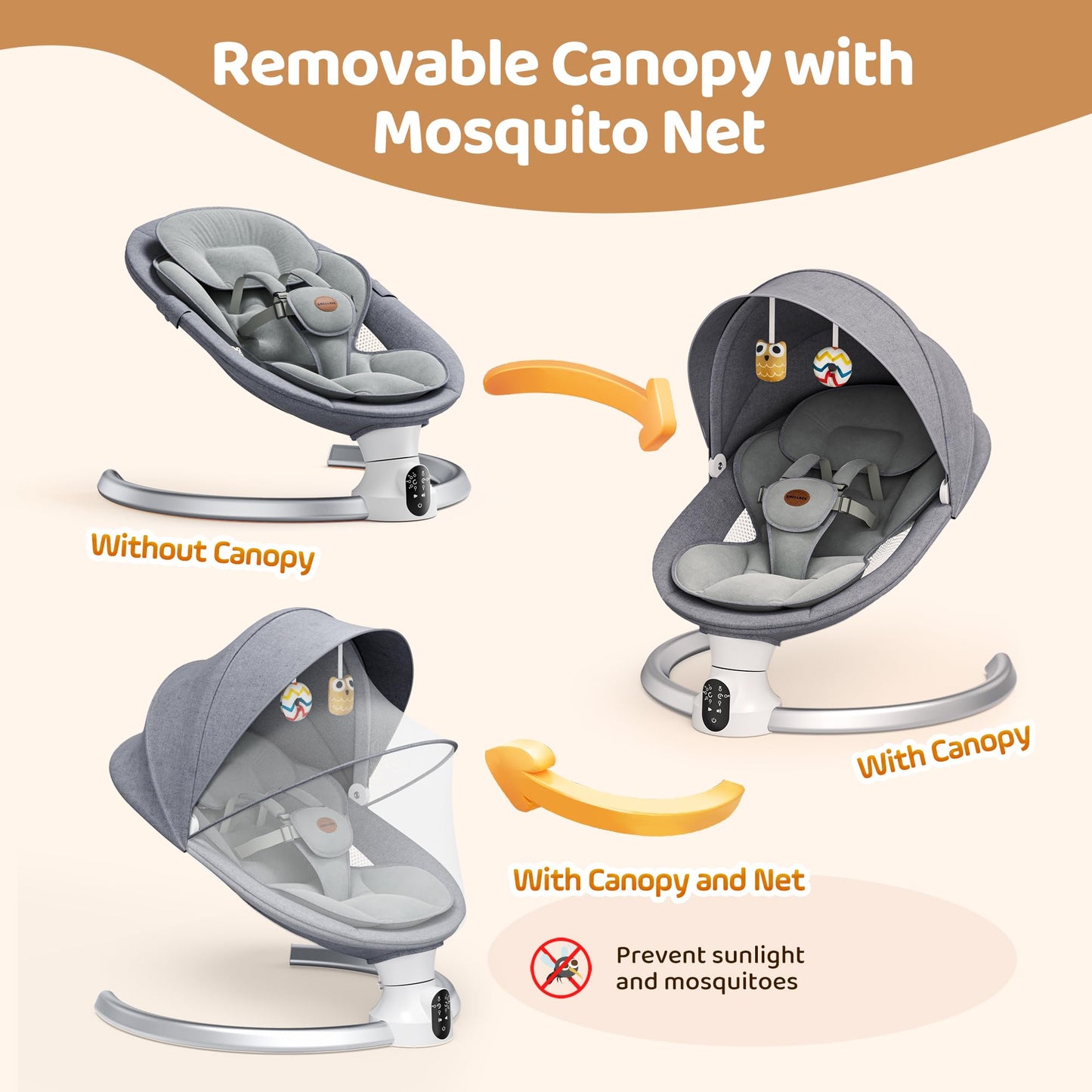 Electric Baby Swing with Bluetooth & Lullabies