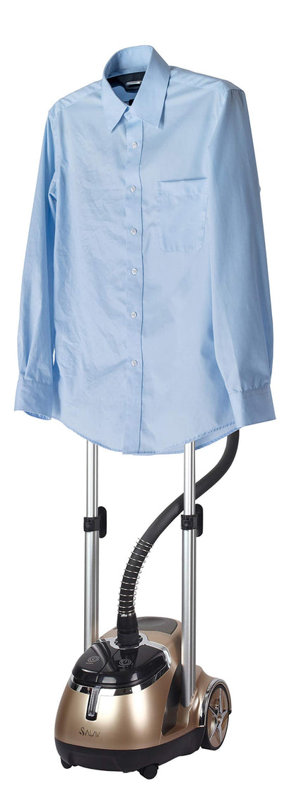 SALAV® Limited Edition Professional Series Dual Bar Garment Steamer with Foot Pedals, Stainless Steel Steam Plate, Retractable Power Cord, 1.8L (60.8 oz) Water Tank, 1500 watts, 60+mins of Steam