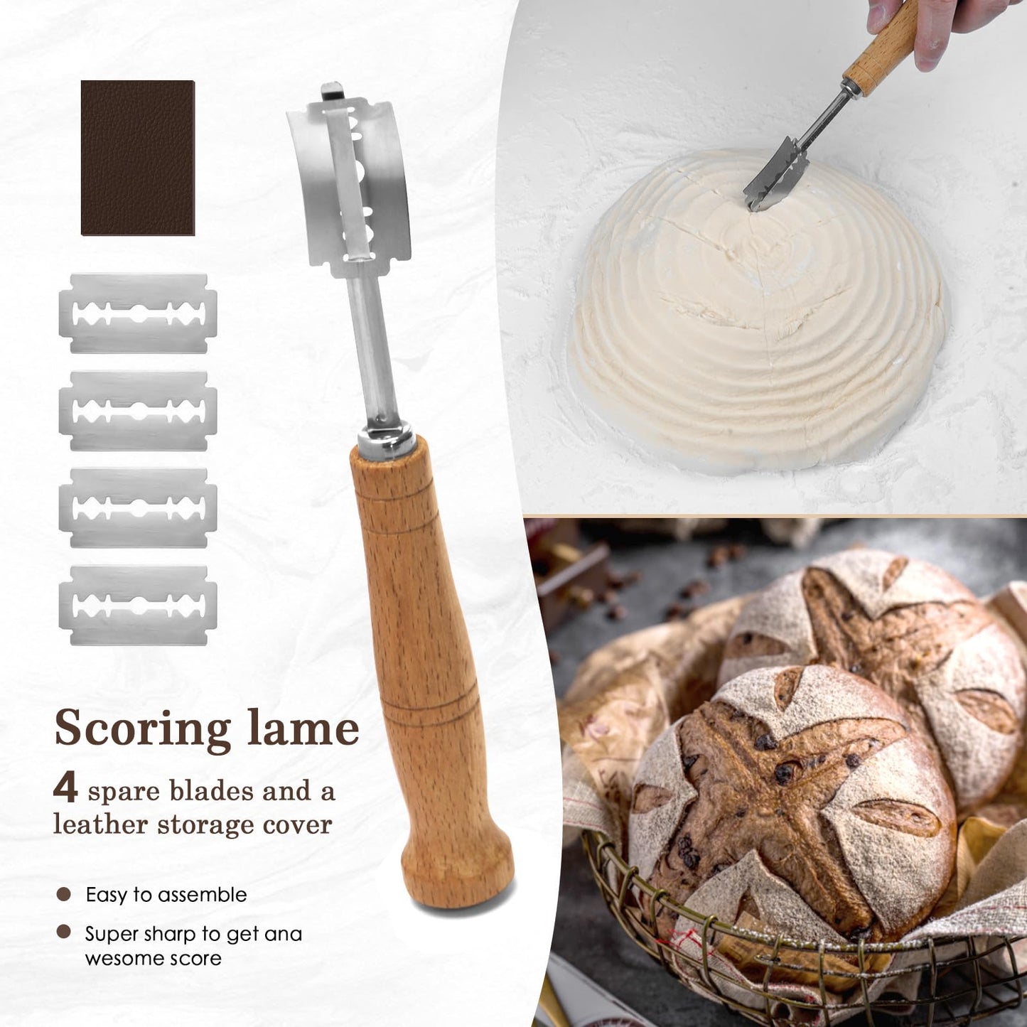 Sourdough Bread Baking Kit with Cane Baskets