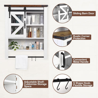 Over Toilet Organizer Cabinet with Barn Door