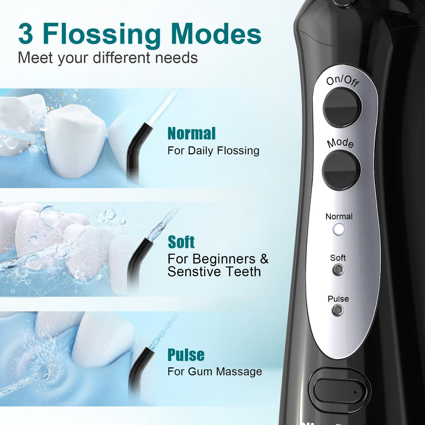 Nicefeel Cordless Water Dental Flosser with 3 Modes