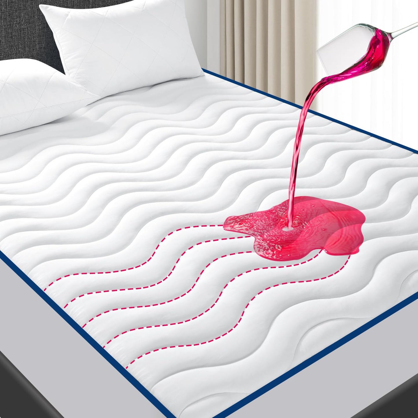TEXARTIST Twin Mattress Pad Protector Waterproof Mattress Protector Quilted Fitted Mattress Cover Soft Breathable Noiseless, 8-21 inches Deep Pocket