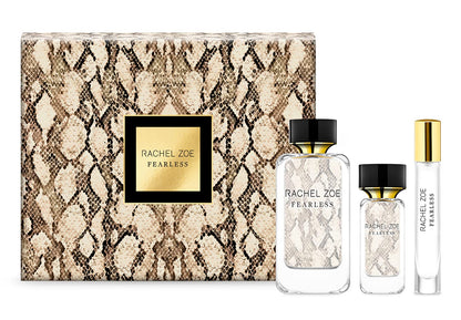 RACHEL ZOE Fearless Gift Set - Designer Women Perfume, Body Spray for Women - Vanilla Eau de Parfum Sprays - Ideal Perfume Gift Set for Women - 3 pc