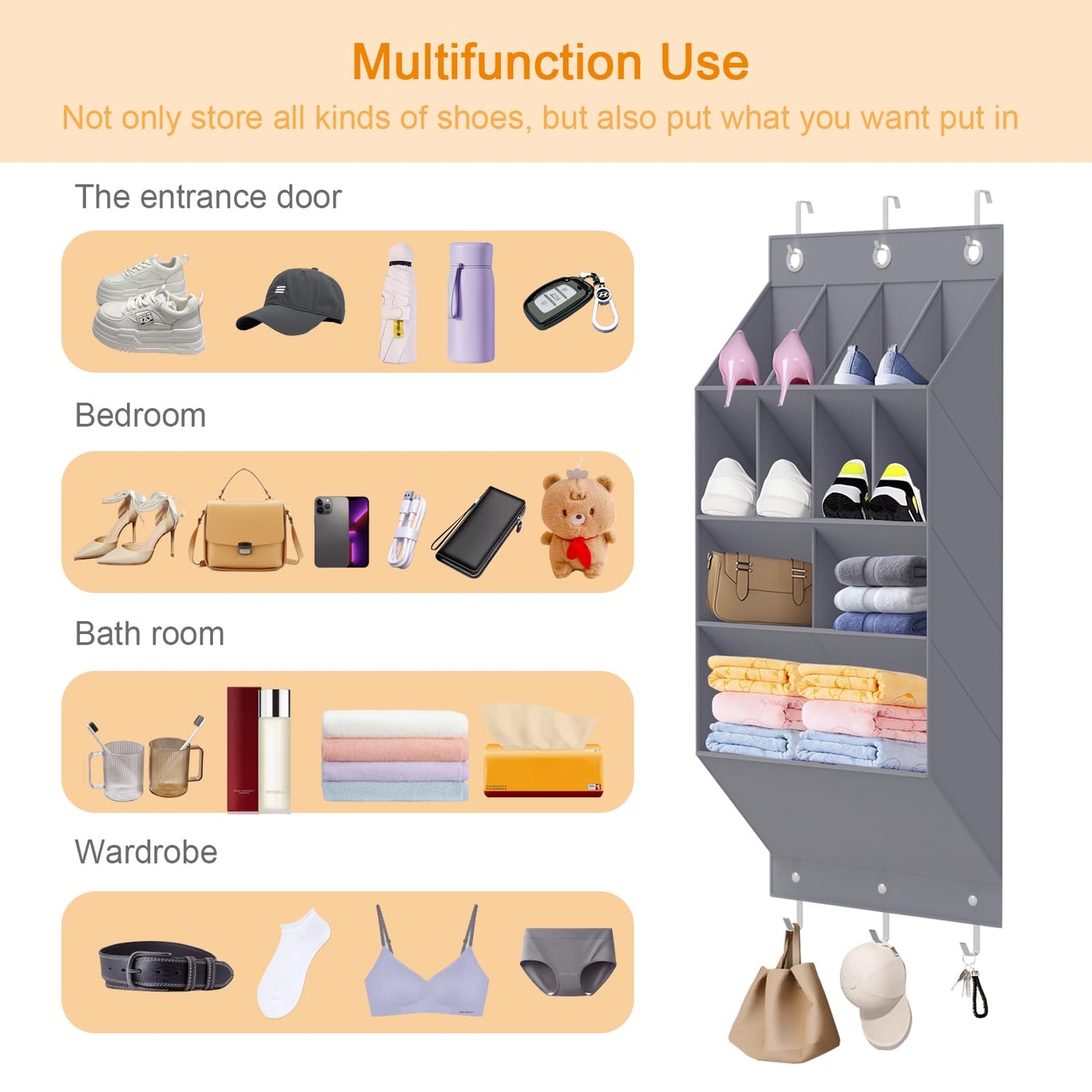 Over the Door Shoe Organizer with 11 Pockets