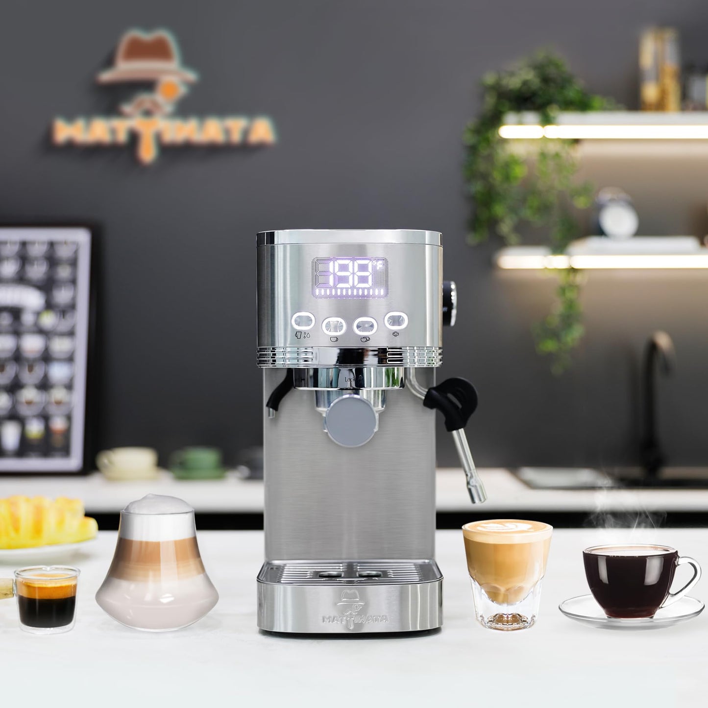 Espresso Machine with Milk Frother and Hot Water
