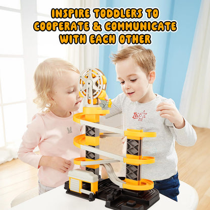 Kids Toys Race Tracks Toy for 3 4 5 6 7 8 Year Old Boys Girls, 2 PCS Truck Car and Flexible Track Play Set Create A Engineering Road Games Toddler Best Gifts (SY-006)