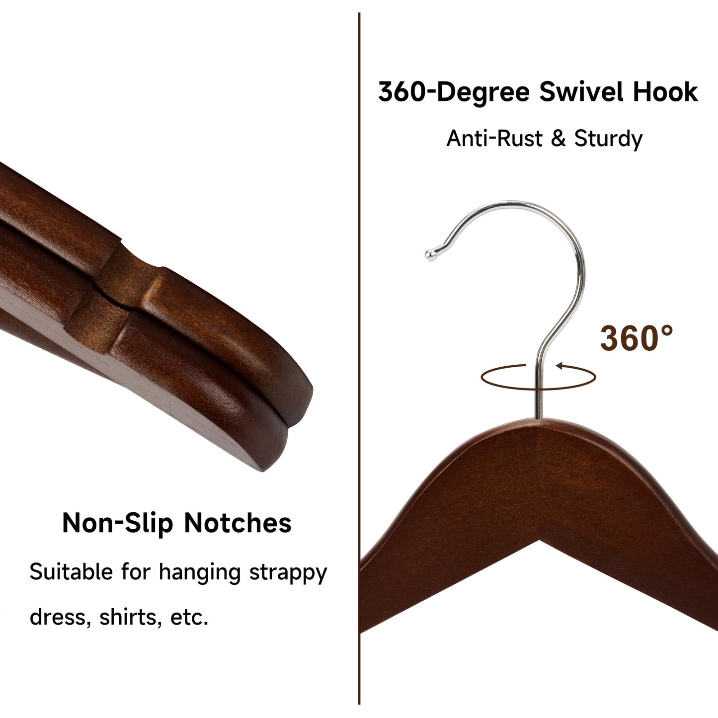 20 Pack StorageWorks Wooden Coat Hangers