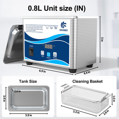 Granbo 800ML Ultrasonic Jewelry Cleaner Machine