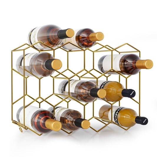Countertop Wine Rack for 14 Bottles - Gold