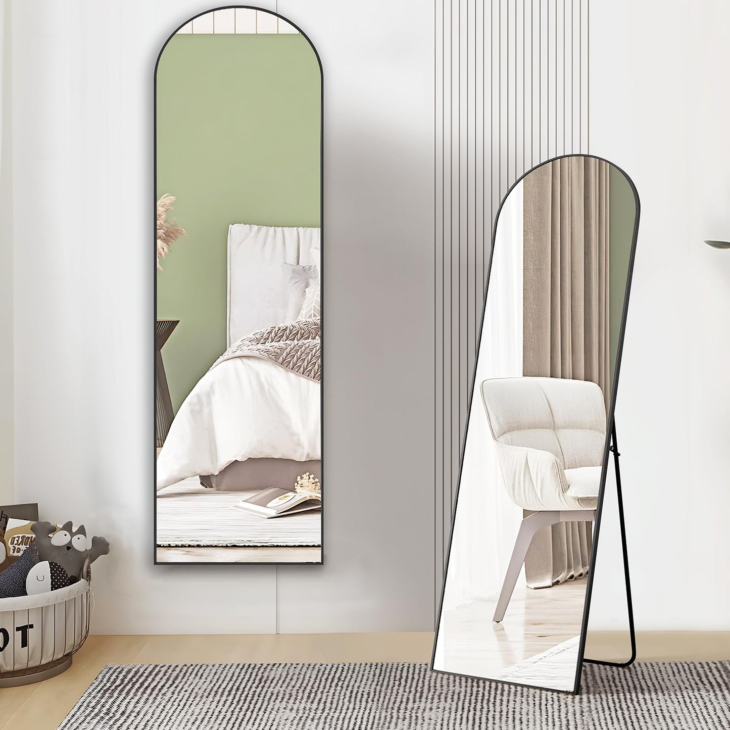 Full Length Arched Floor Mirror with Stand