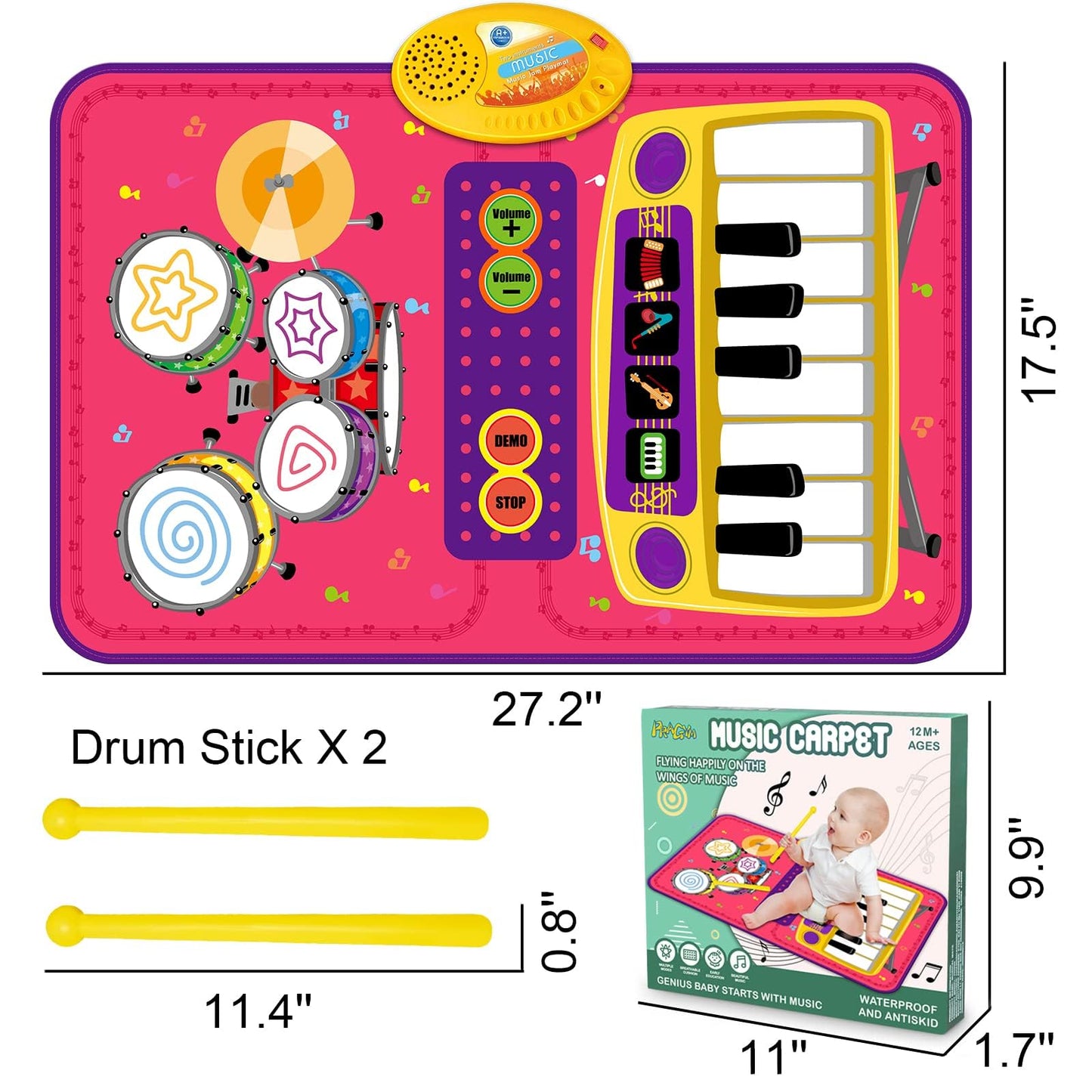 Toddler Piano Mat Music Toy for 1 Year Olds