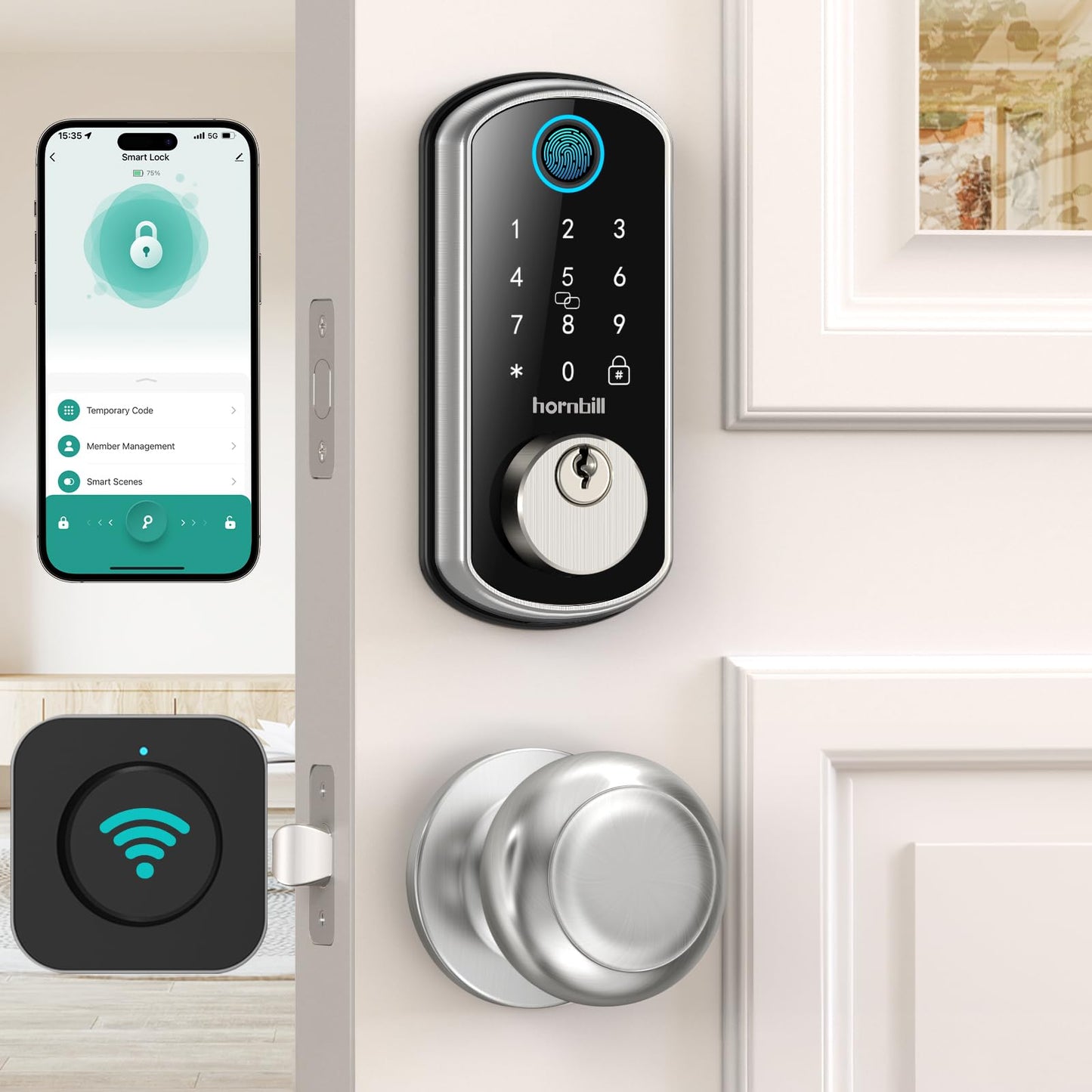 Smart WiFi Door Lock Set with Fingerprint Access