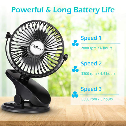 SkyGenius Rechargeable Clip-On Stroller Fan