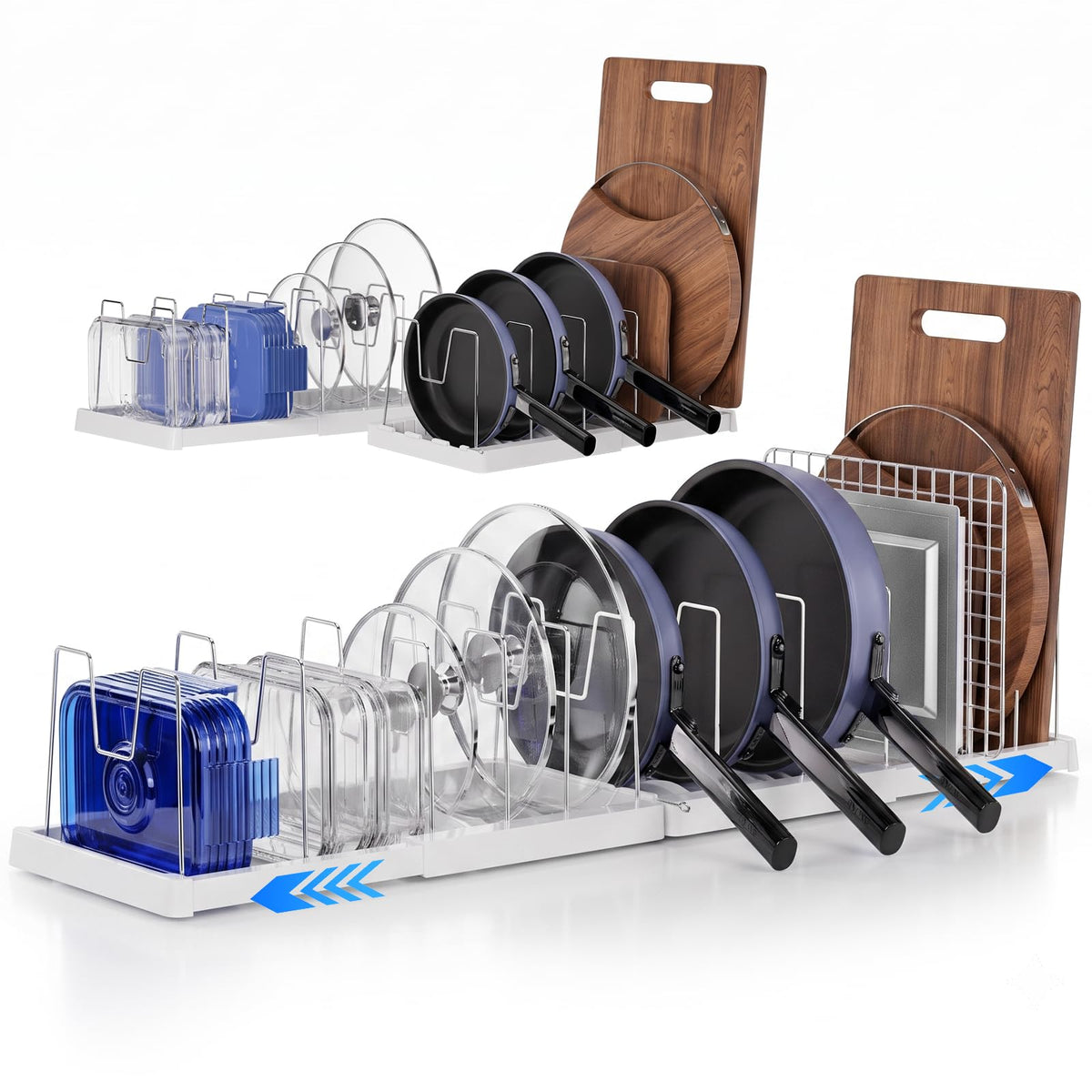 Expandable Pots, Pans and Lid Organizer Rack