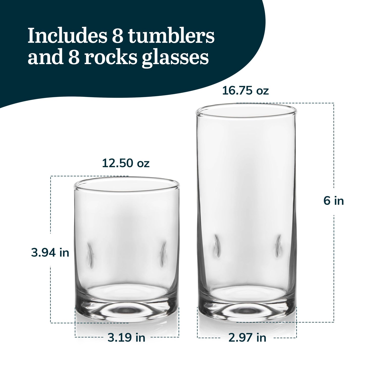 Libbey Impressions 16-Piece Tumbler and Rocks Glass Set