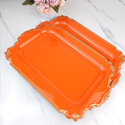 Orange Decorative Serving Trays for Living Room