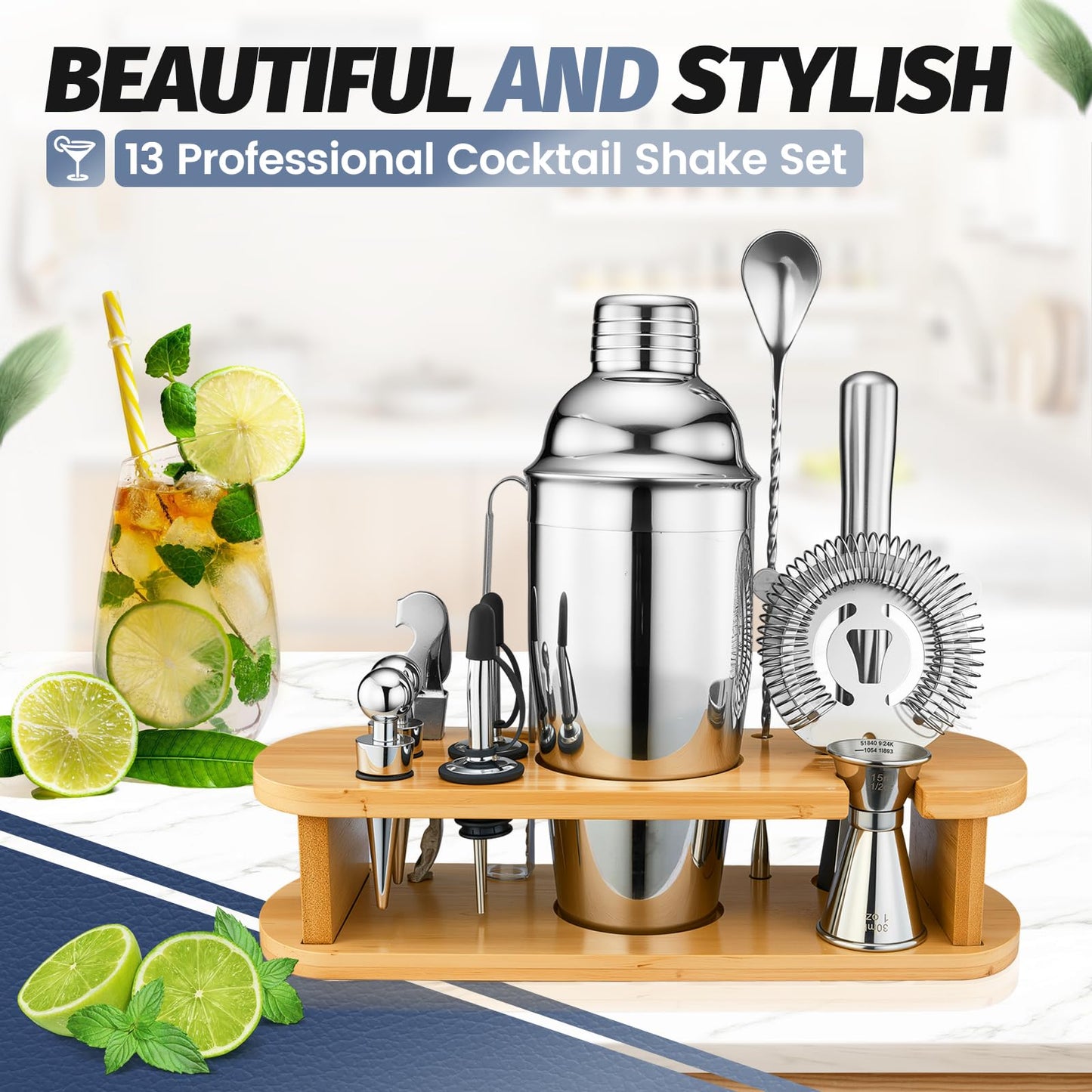 13-Piece Cocktail Shaker Set with Tools