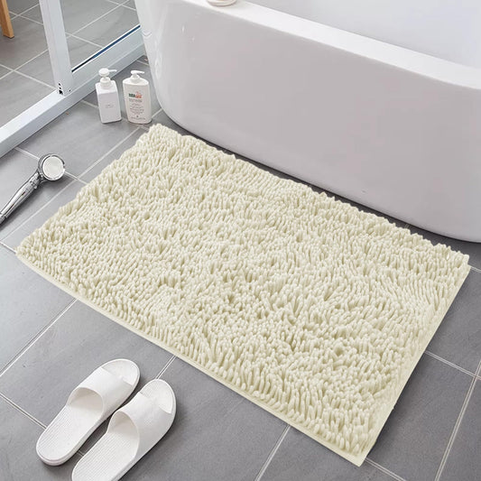 generic GWT Plush Chenille Bath Mat: Luxuriously Soft, Highly Absorbent, Non-Slip, 30""x20"" (Beige)