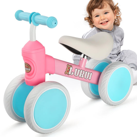 Baby Balance Bike for 1 Year Old Boys Girls 10-24 Month Toddler Balance Bike,Infant First Walking Bike,Toddler Training Bike,No Pedal 4 Silence Wheels,First Birthday Gifts (Pink)