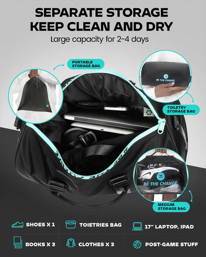 Waterproof Gym Duffel Bag with Accessory Bags
