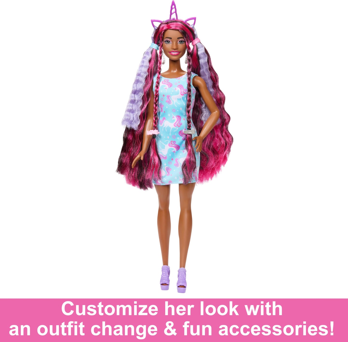 Barbie Fashion Doll with Extra-Long Streaked Hair