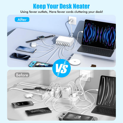 200W USB C Charging Station for Multiple Devices